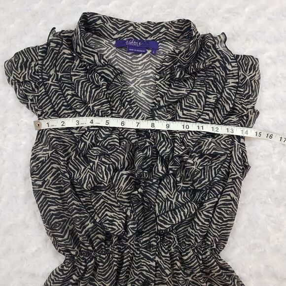 Miley Cyrus Max Azria size large zebra print sheer ruffle top - Picture 2 of 5